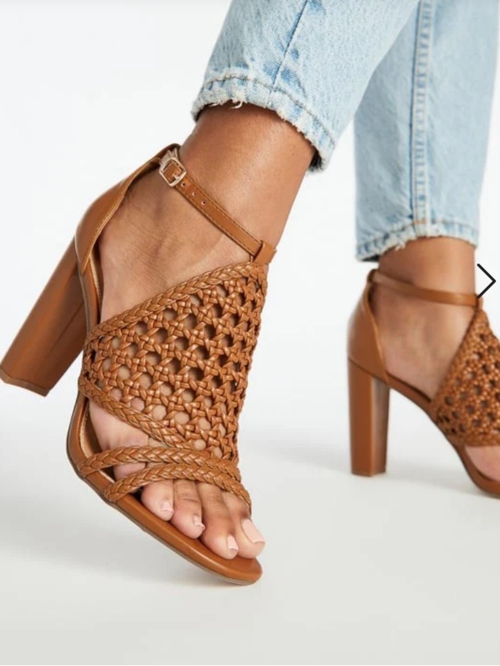 Women Chunky Heel Pumps Peep Toe Sandals